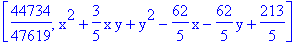 [44734/47619, x^2+3/5*x*y+y^2-62/5*x-62/5*y+213/5]